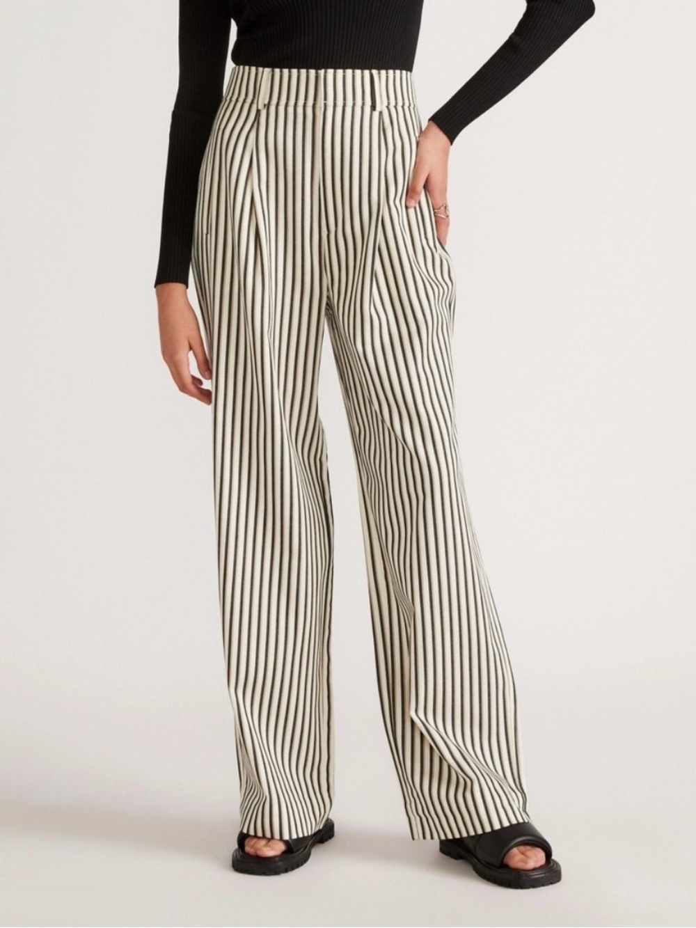 Everlane Black and White Vertical Stripe pants